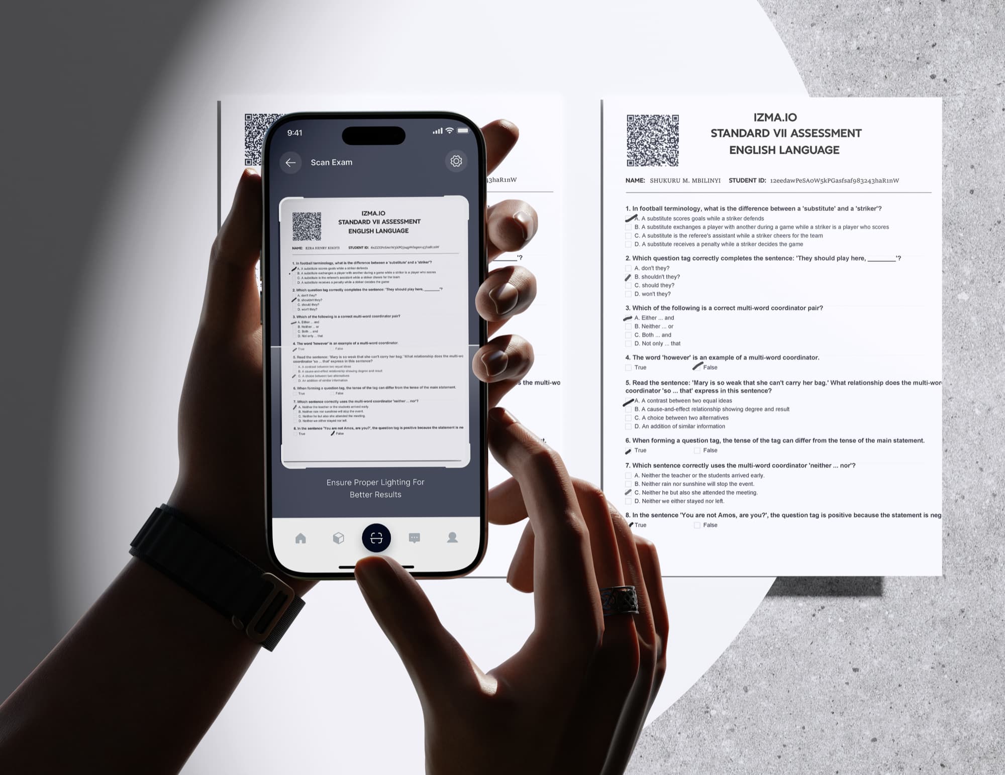 Teacher scanning student work into Izma for instant grading